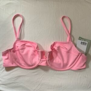 H&M Underwire Non-Padded Barbie Pink Bikini Top, Size M NWT